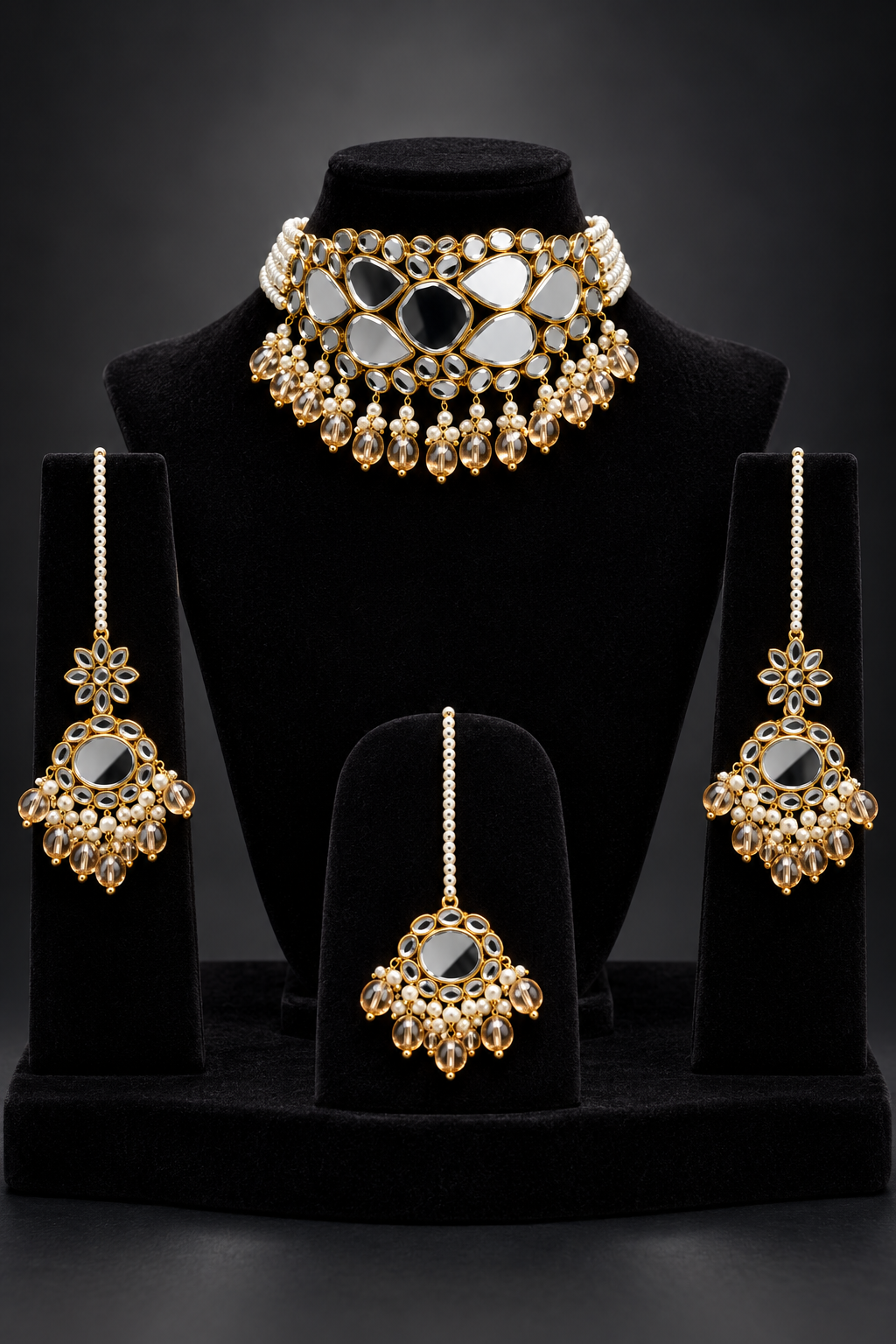 JW270 – Mirror Kundan-Style Choker Set