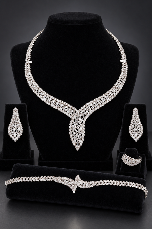 JW345 – Silver-Tone Teardrop Jewellery Set
